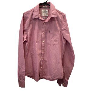 Abercrombie & Fitch Mens Muscle Fit Pink Button Up LongSleeve Shirt Size L Moose